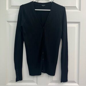 Bogari Black V-Neck Button Front & Sleeve Women's Cardigan Sweater Shirt Top